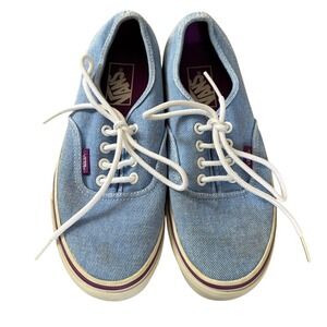 Vans Blue Denim Sneakers Women's Sz‎ 7.5 Washed Twill Skater Grunge